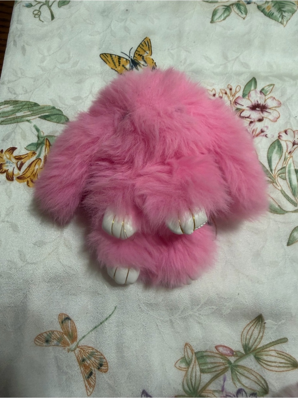 Plush Pink Bunny Keychain Charm